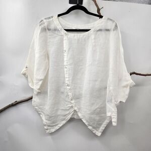 Kleen off white asymmetrical lagenlook blouse